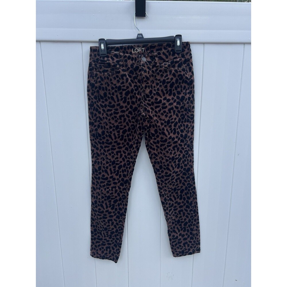 ANN TAYLOR LOFT Super Skinny Pants faux suede Sz 27/4 P Animal Print
